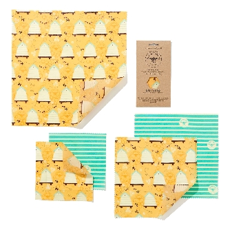 The Beeswax Wrap Opakovaně použitelný obal s včelím voskem Velký set Bee Hive 5 ks