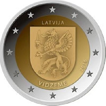 2 euro sběratelské Lotyšsko 2016 UNC Vidzeme