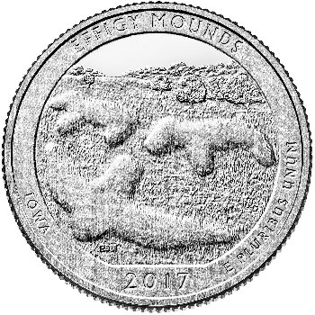 Quarter 25 cent 2017 S Effigy Mounds