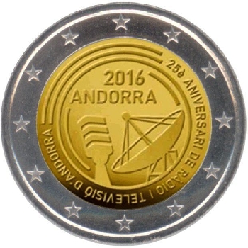 2 euro sběratelské Andora 2016 rádio a televize BU