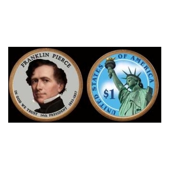 USA 1 dolar 2010 Franklin Pierce COLOR