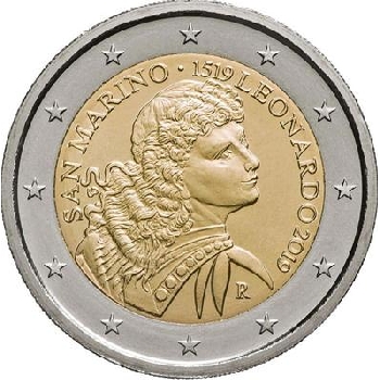 2 euro sběratelské San Marino 2019 Leonardo BU