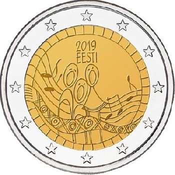 2 euro sběratelské Estonsko 2019 Festival písní UNC