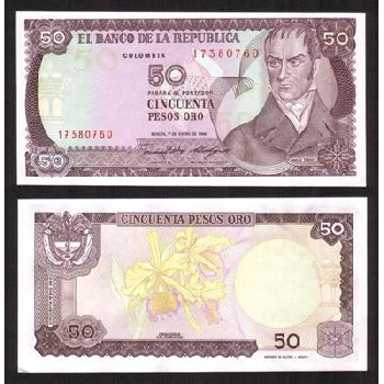bankovka 50 kolumbijských pesos