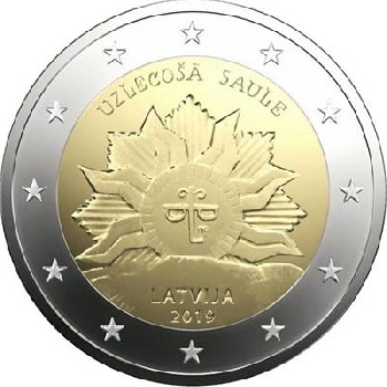 2 euro sběratelské Lotyšsko 2019 Vycházející slunce
