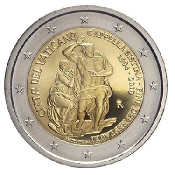 2 euro sběratelské Vatikán 2019 Sixtinské kaple UNC