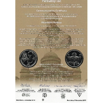 Pamětní list 10 euro 2019 Rudnay