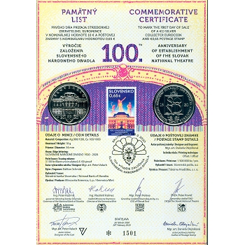 Pamětní list 10 euro 2020 Divadlo