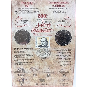 Pamětní list 10 euro 2020 Sládkovič