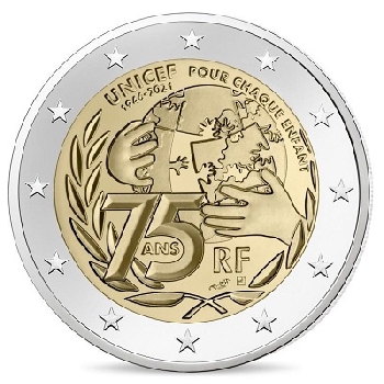 2 euro sběratelské Francie 2021 UNICEF UNC