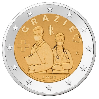 2 euro sběratelské Itálie 2021 Zdravotníci UNC