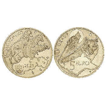 5 euro Slovensko 2021 BU Vlk