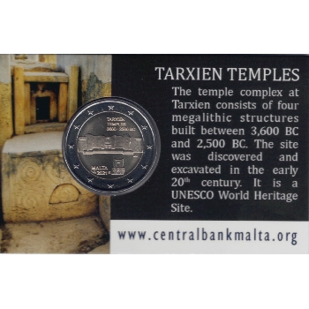 2 euro sběratelské Malta 2021 Tarxien BU karta