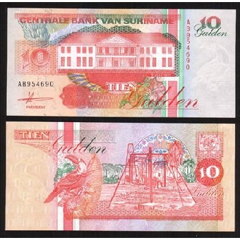 bankovka 10 surinamských guldenů