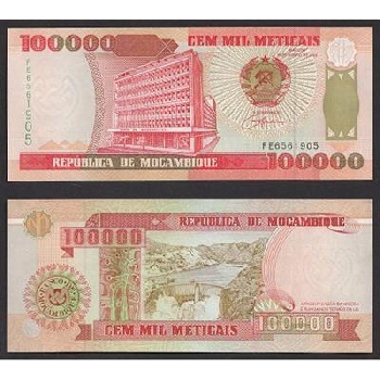 bankovka 100 000 mosambických meticalů
