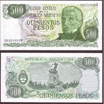 bankovka 500 pesos 1976