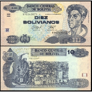 bankovka 10 Bolivijských bolivianos 1986