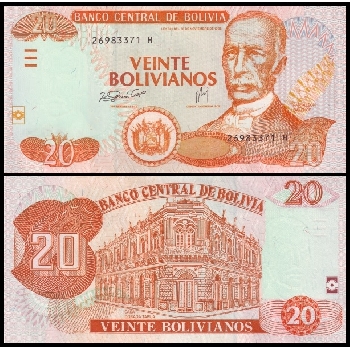 bankovka 20 Bolivijských bolivianos 1986
