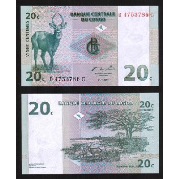 bankovka 20 Konžských centimenů