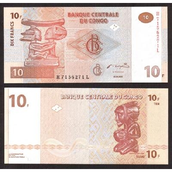 bankovka 10 Konžských franků