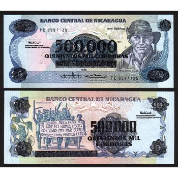 bankovka 500 000 Nikaragujských córdob
