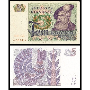 bankovka 5 švédských korun 1981