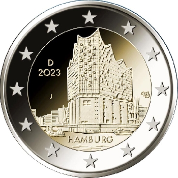 2 euro sběratelské Německo 2023 Hamburk 1 ks UNC