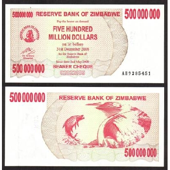 bankovka 500 miliónů Zimbabwských dolarů