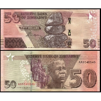 bankovka 50 Zimbabwských dolarů 2020