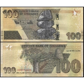 bankovka 100 Zimbabwských dolarů 2020