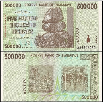 bankovka 500 tisíc Zimbabwských dolarů