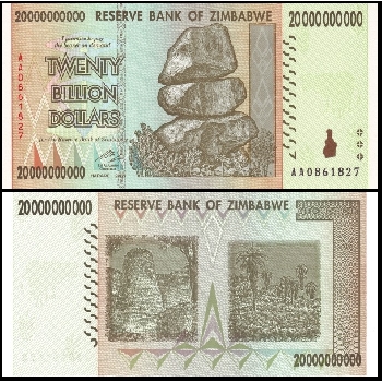 bankovka 20 miliard Zimbabwských dolarů