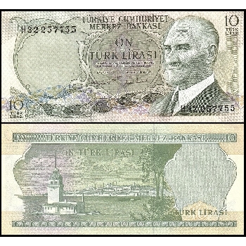 bankovka 10 tureckých lir 1970