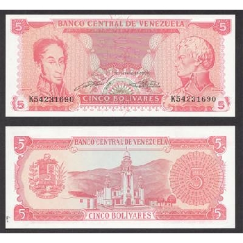bankovka 5 Venezuelských bolívarů 1989