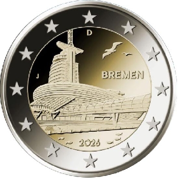 2 euro sběratelské Německo 2026 Brémy 1 ks UNC