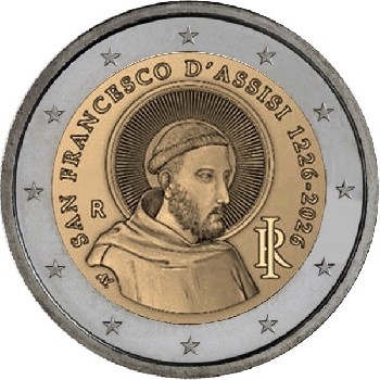 2 euro sběratelské Itálie 2026 František z Assisi UNC