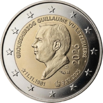 2 euro sběratelské Lucembursko 2026 Guillaume UNC